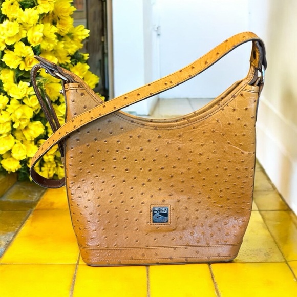 Dooney & Bourke Tan Ostrich-Embossed Shoulder Bag - Picture 1 of 7